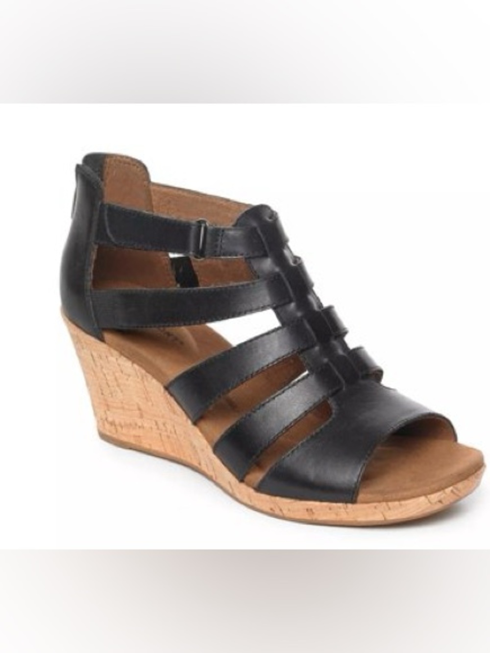 Sold -  Briah gladiator Black Leather Strappy Wedge Sandals
